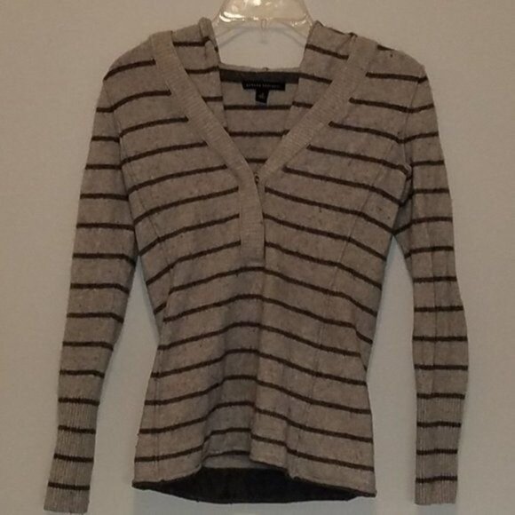 Sweater Banana Republic Hood Hooded Gray Grey Striped Women's WOMAN'S Small - Picture 5 of 10